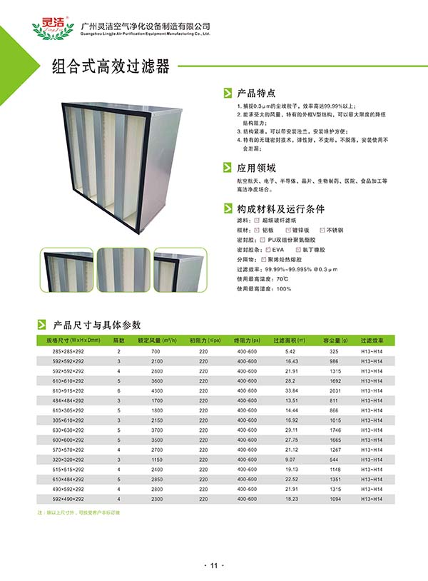 組合式大風(fēng)量高效過濾器特點(diǎn)