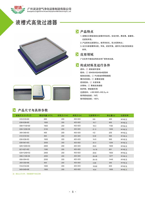 液槽密封式高效過(guò)濾器用途及效率(2019版) 液槽密封式高效過(guò)濾器用途及效率(2019版)